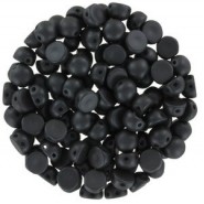 Czech 2-hole Cabochon beads 6mm Alabaster Metallic Black
